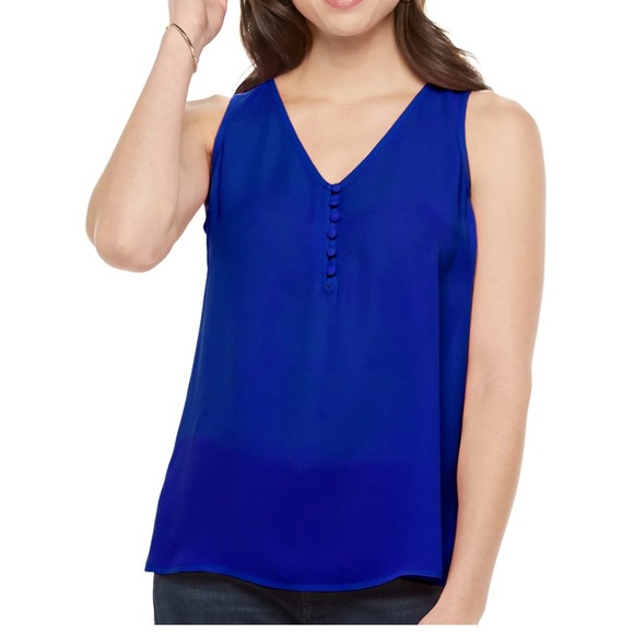 Apt 9. women’s Blue Sleeveless Button Front Blouse - Picture 1 of 10